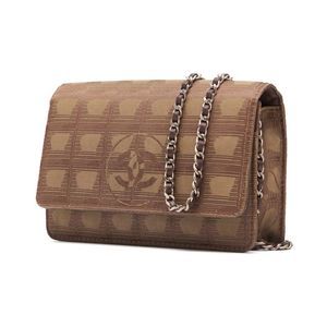 Chanel Chain Lambskin New Bag Shoulder Wallet Travel Brown